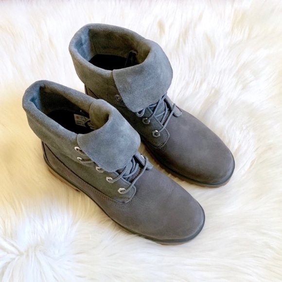 Timberland Jayne Medium Grey Roll Top Boots - Picture 4 of 8